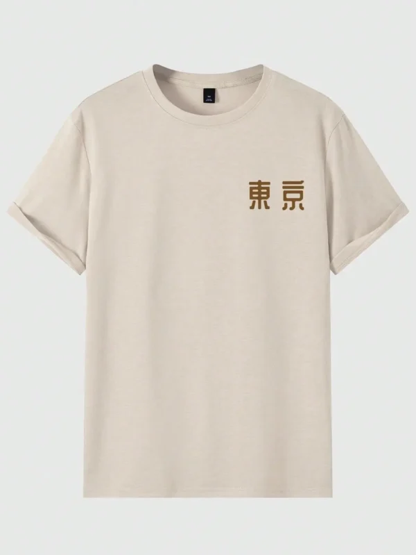 Men's O-neck cotton t-shirt featuring 'Tokyo Flower Festival' graphic print - summer streetwear style.