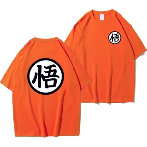 Men's oversized Son Goku anime t-shirt in cotton - casual short sleeve Harajuku style tee for Dragon Ball Z fans.