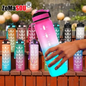 1L Gradient Motivational Water Bottle with Time Marker
