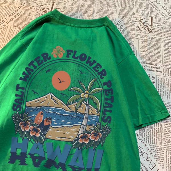 Salt Water Flower Petals Hawaiian T-Shirt for Men and Women