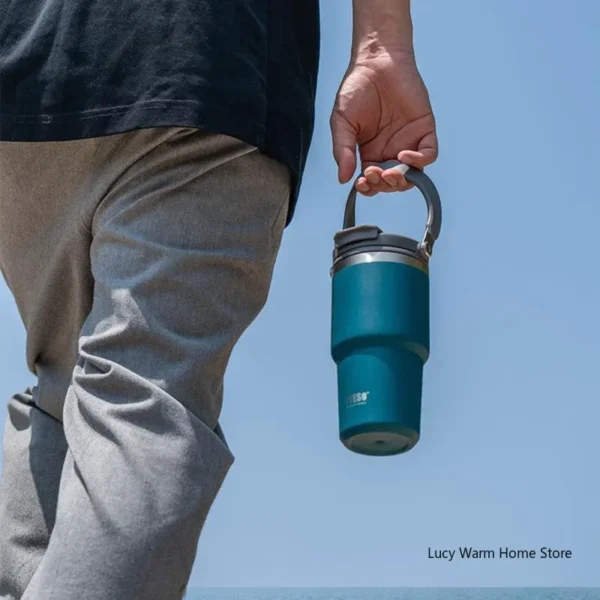 Tyeso vacuum insulated stainless steel travel mug for hot and cold drinks.