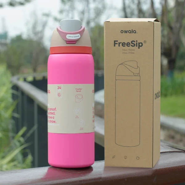 Owala insulated stainless steel water bottle with straw in [mention color if known