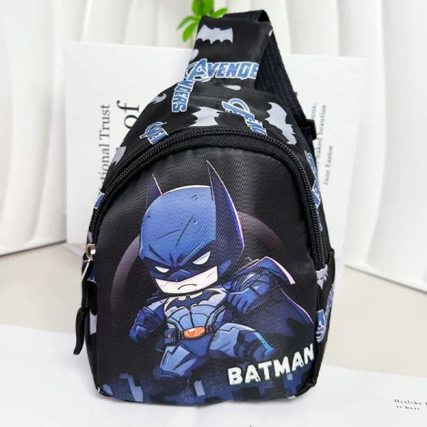 Red and blue Spider-Man themed nylon sling chest bag shown from the front