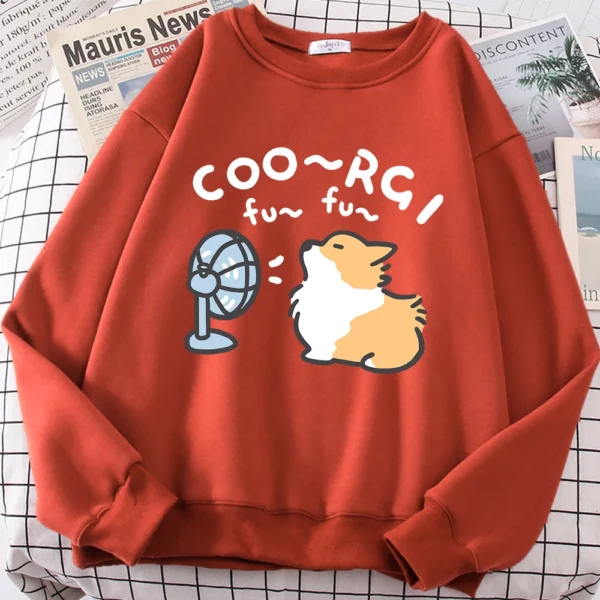 Cute Windblown Corgi design on a unisex crewneck sweatshirt.