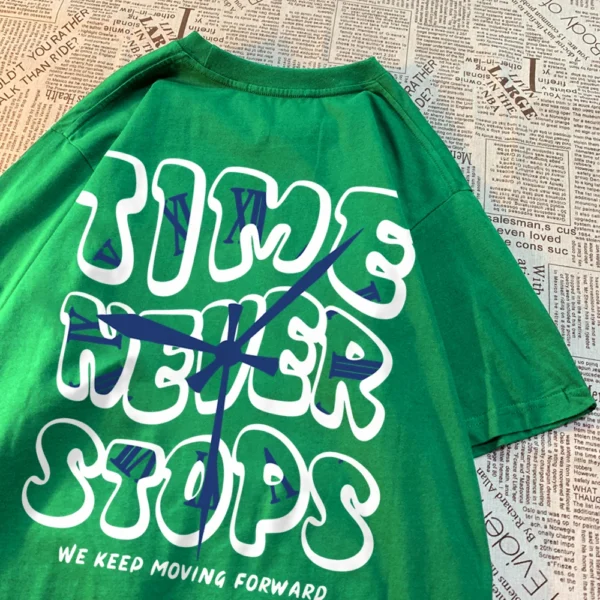 Men's "Time Never Stops" Breathable Summer Cotton T-Shirt