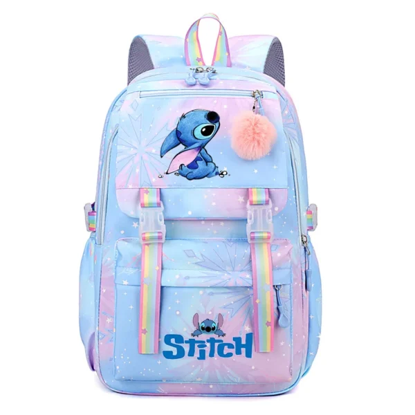 Large capacity nylon Stitch backpack with cute cartoon design for school and travel