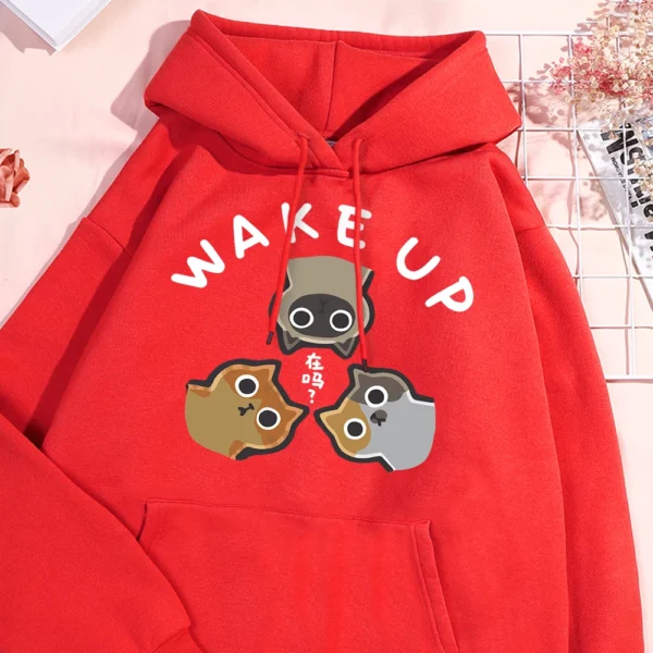 Wake Up 3 Onlookers of Cats Fleece Hoodie