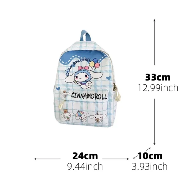 Official MINISO Cinnamoroll large capacity blue & white nylon backpack for kids and students featuring the cute Sanrio character.