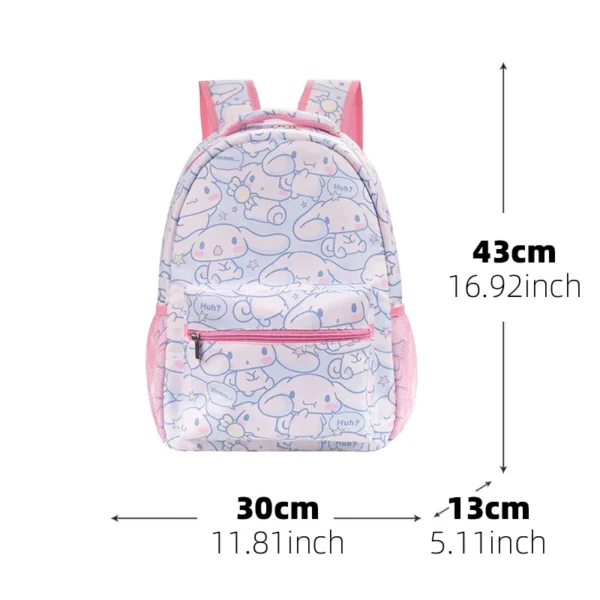 Official MINISO Cinnamoroll large capacity blue & white nylon backpack for kids and students featuring the cute Sanrio character.