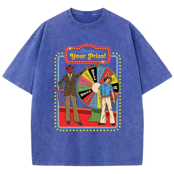 Women's summer graphic tee with "Your Prize" comic print.