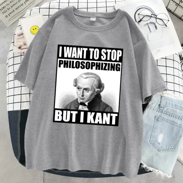 Woman wearing funny Kant philosophy meme t-shirt | Soft casual women's tee