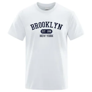 Brooklyn Est. 1998 NYC Letter Print Unisex Cotton T-Shirt
