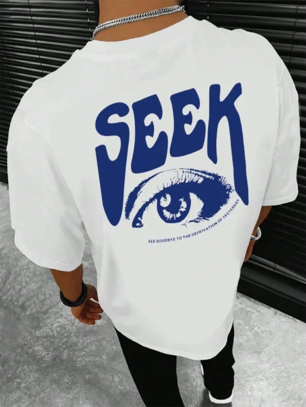 Seek Anticipated Gaze Men's Breathable Cotton T-Shirt - Loose Fit Summer Tee