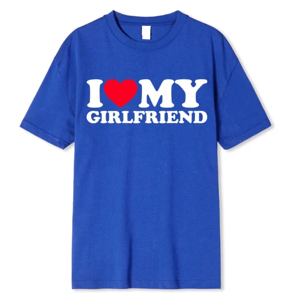 Funny couple t-shirt with 'I Love My BF/GF So Stay Away' message printed on the front.