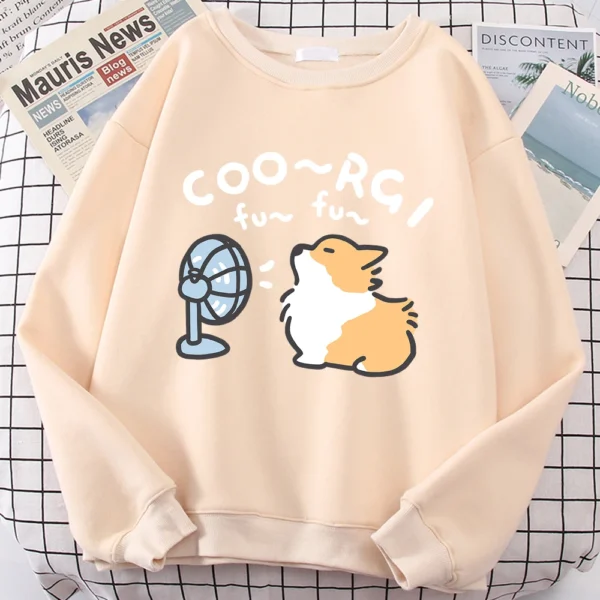 Cute Windblown Corgi design on a unisex crewneck sweatshirt.