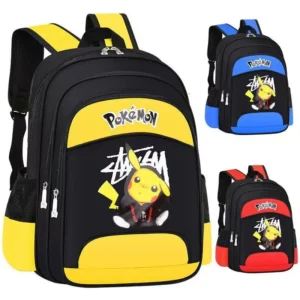 Yellow Pikachu Pokemon backpack for kids with padded adjustable straps