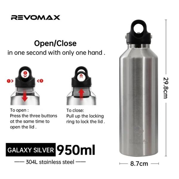 REVOMAX 950ml stainless steel vacuum insulated water bottle.