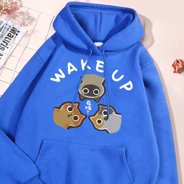 Wake Up 3 Onlookers of Cats Fleece Hoodie