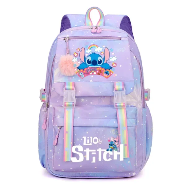 Large capacity nylon Stitch backpack with cute cartoon design for school and travel