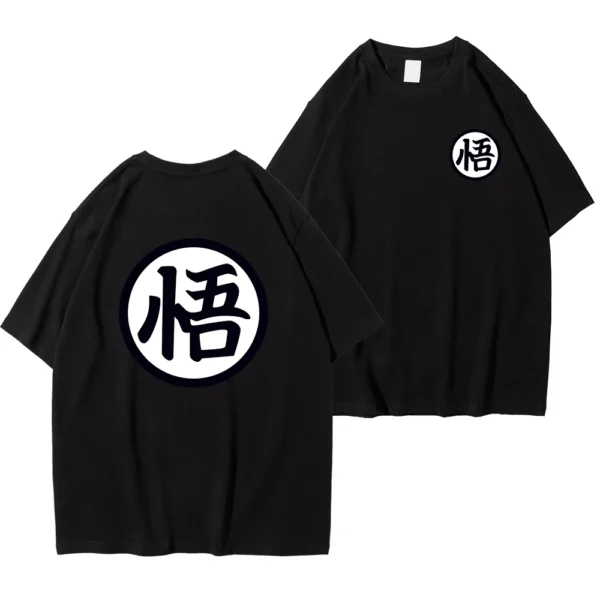 Men's oversized Son Goku anime t-shirt in cotton - casual short sleeve Harajuku style tee for Dragon Ball Z fans.