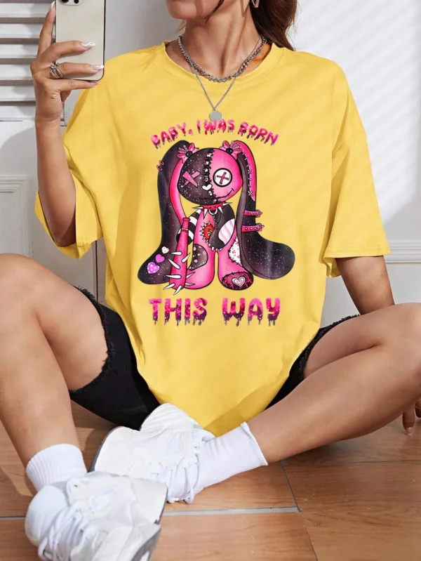 Cute rabbit print t-shirt for women