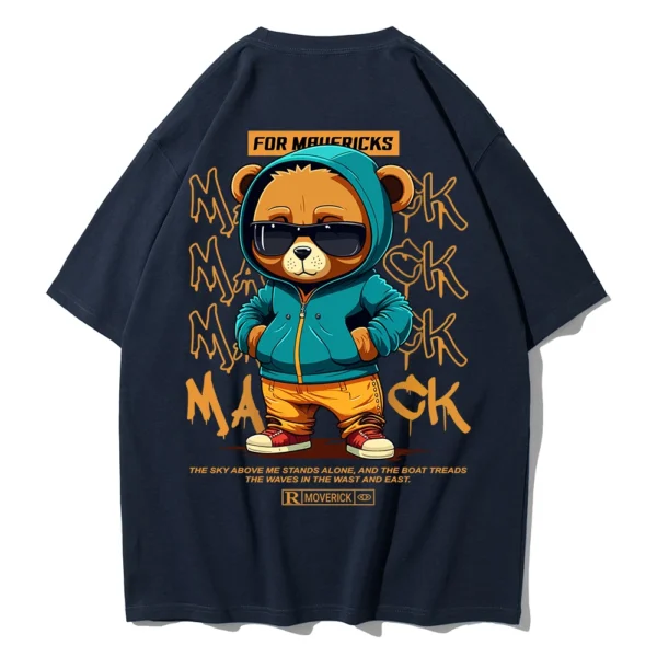 Unisex cotton bear print t-shirt