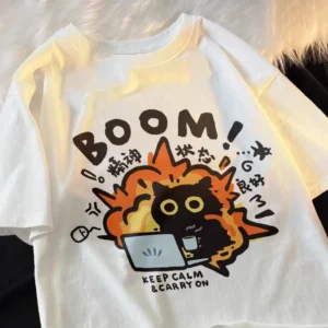 Kawaii graphic t-shirt with 'Good Mental State' text and cartoon design