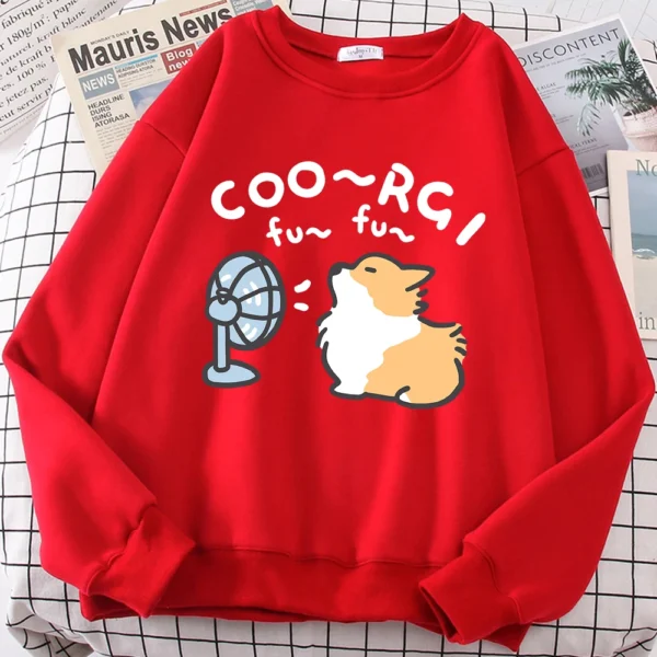 Cute Windblown Corgi design on a unisex crewneck sweatshirt.