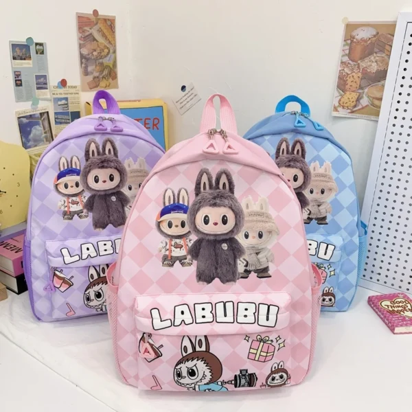 MINISO Labubu large capacity cute cartoon school backpack in nylon.