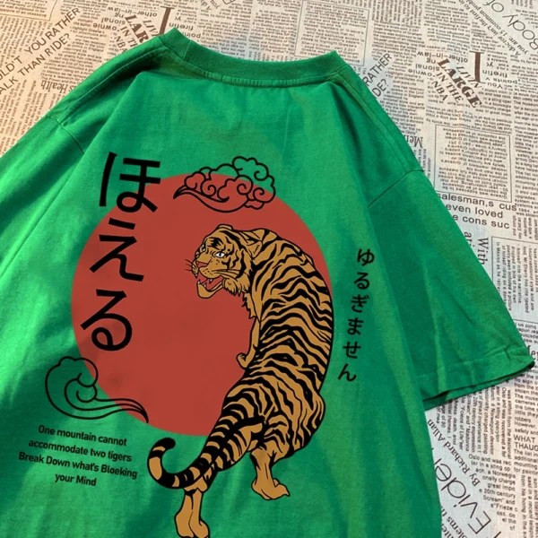 Men's oversized "Two Tigers" graphic t-shirt.