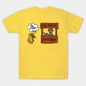 Funny "Got Grapes?" lemonade graphic t-shirt.