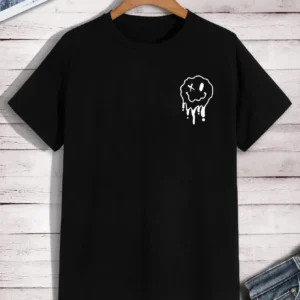 Men's oversized melting smile face graphic t-shirt