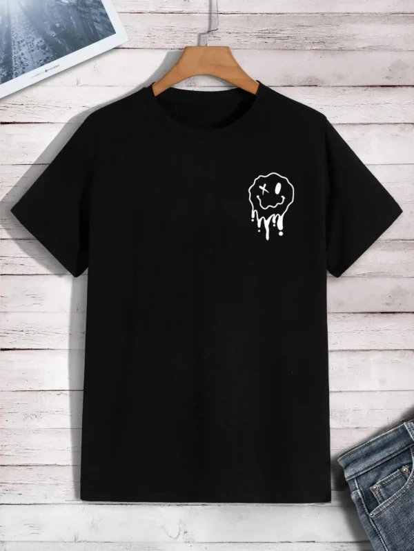 Men's oversized melting smile face graphic t-shirt