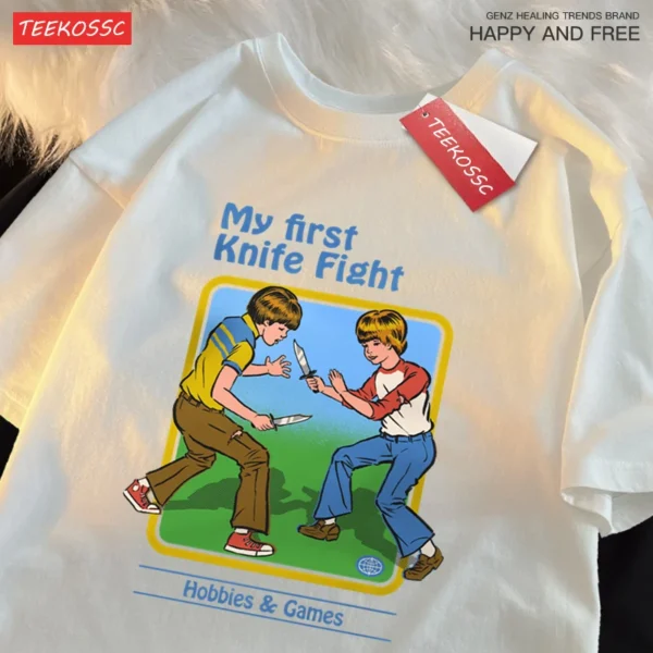 Funny Knife Fight graphic t-shirt