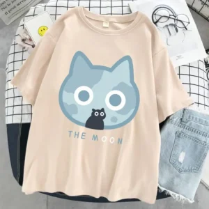 Women's oversized moon cat graphic t-shirt