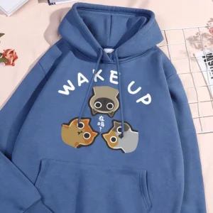 Wake Up 3 Onlookers of Cats Fleece Hoodie