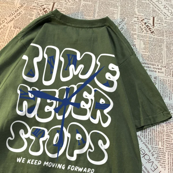 Men's "Time Never Stops" Breathable Summer Cotton T-Shirt