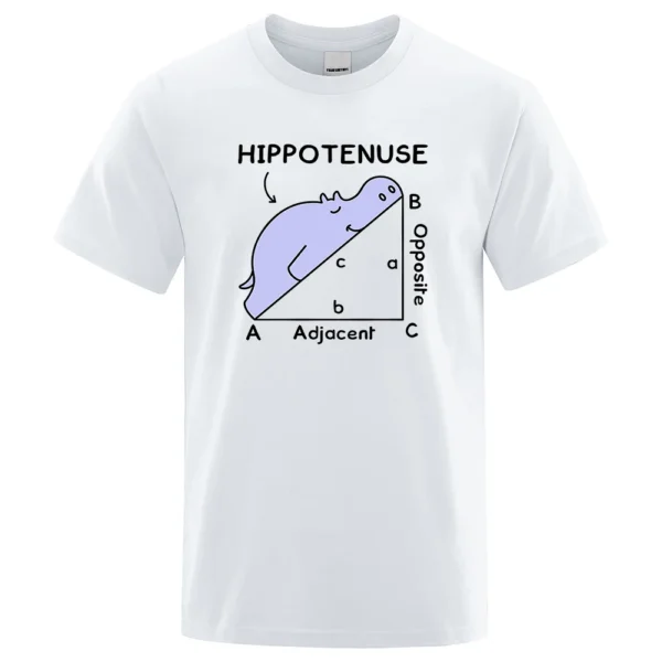 Front view of the funny 'Hippotenuse' SOH CAH TOA math pun t-shirt made of cotton. ```