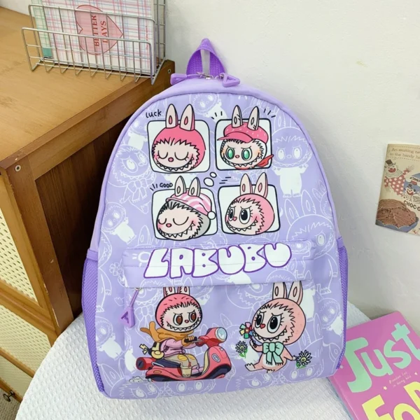 MINISO Labubu large capacity cute cartoon school backpack in nylon.