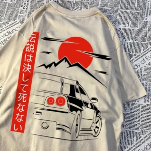 Men's oversized Japanese car graphic t-shirt