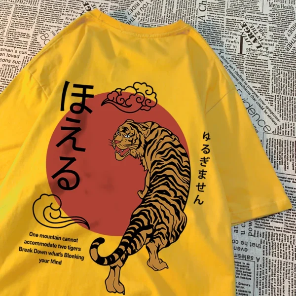 Men's oversized "Two Tigers" graphic t-shirt.