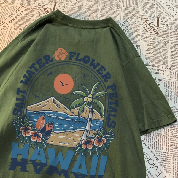 Salt Water Flower Petals Hawaiian T-Shirt for Men and Women