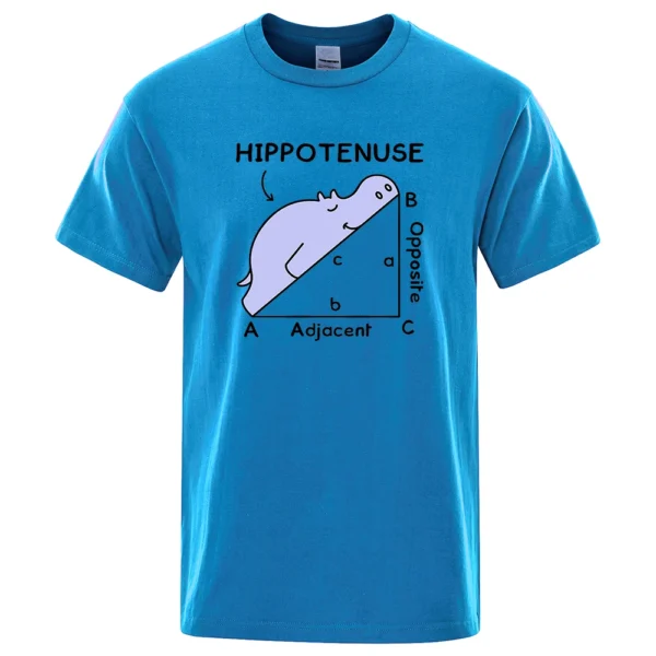 Front view of the funny 'Hippotenuse' SOH CAH TOA math pun t-shirt made of cotton. ```