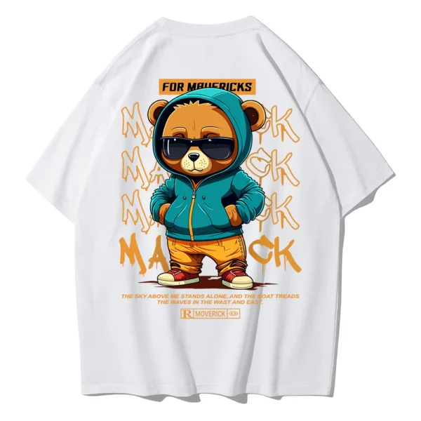 Unisex cotton bear print t-shirt