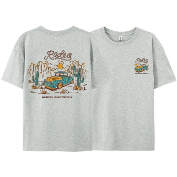 Rodeg Western Love Desert Men's Cotton T-Shirt - Breathable Summer Streetwear