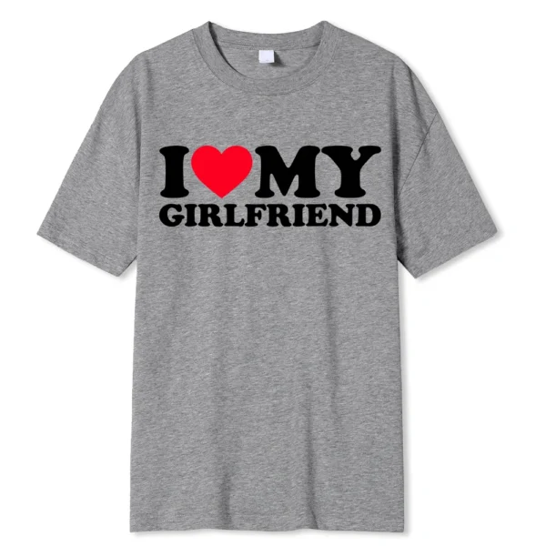 Funny couple t-shirt with 'I Love My BF/GF So Stay Away' message printed on the front.