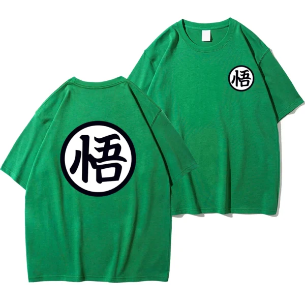 Men's oversized Son Goku anime t-shirt in cotton - casual short sleeve Harajuku style tee for Dragon Ball Z fans.