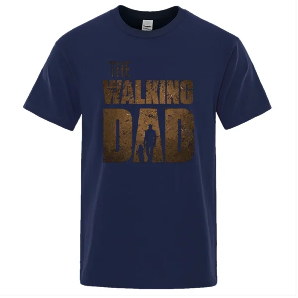 Funny "The Walking Dad" men's short sleeve cotton t-shirt in a casual oversized fit. Graphic tee for dads.