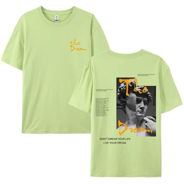 Man wearing the 'Live Your Dream' quote graphic tee in 100% cotton