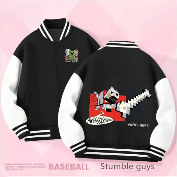 Kids Minecraft zipper hoodie sweatshirt with colourful cartoon print design